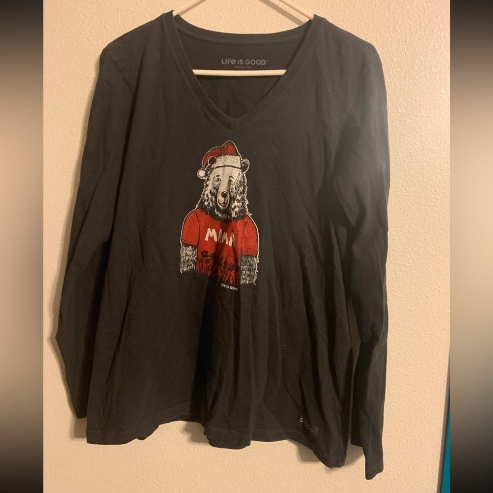 Life is Good Large Black Mama Bear Long Sleeve Shirt